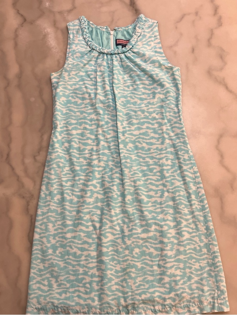 Vineyard Vines Light Aqua Braided-Trim Dress